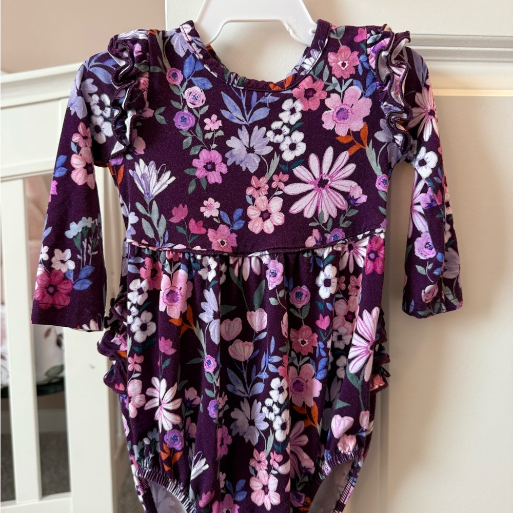 Little Sleepies Purple Floral Kids One Piece